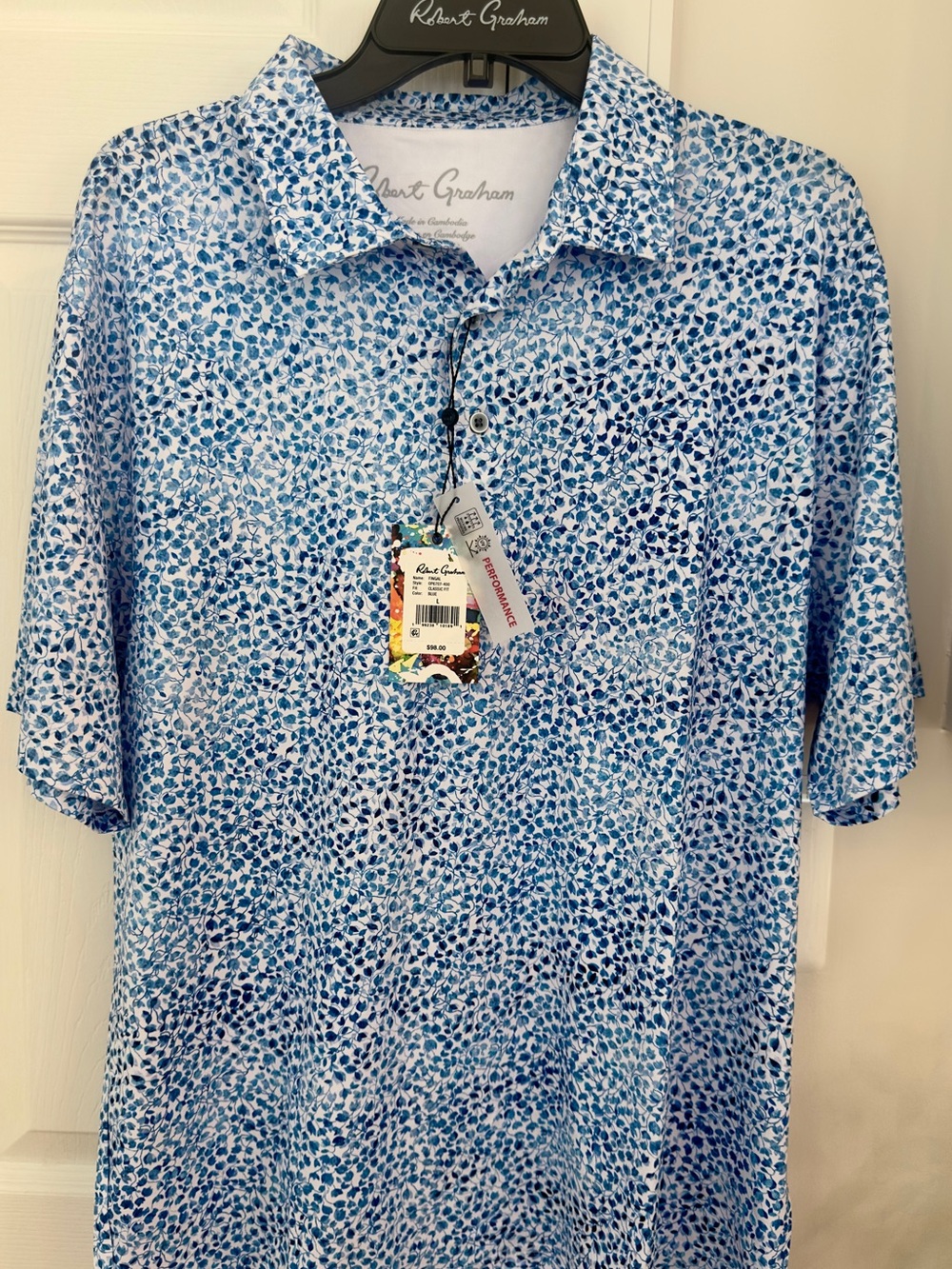 Robert Graham Light and Navy Blue Micro Dot Polo